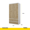 JOELLE - 2 Door Wardrobe With 2 Drawers - White Matt / Wotan Oak H180cm W90cm D50cm