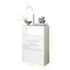 GABRIEL - Chest of 4 Drawers - Bedroom Dresser Storage Cabinet Sideboard - White Matt / White Gloss H92cm W60cm D33cm