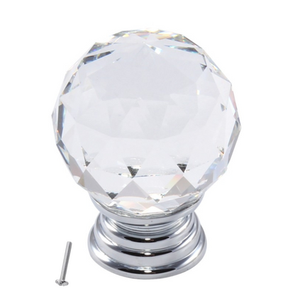 Round Crystal Glass Effect Cabinet Knob - Ø40mm - Chrome – Furnica