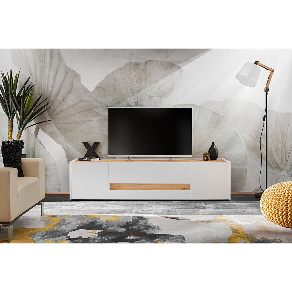 CARLO I - Living Room Furniture Set - White Matt / Wotan Oak