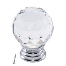 Round Crystal Glass Effect Cabinet Knob - Ø30mm - Chrome