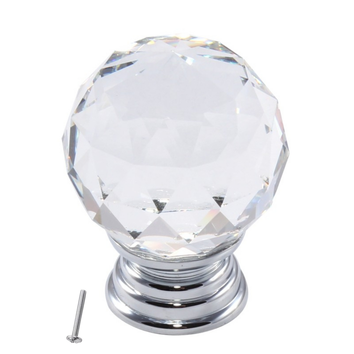 Round Crystal Glass Effect Cabinet Knob - Ø20mm - Chrome – Furnica
