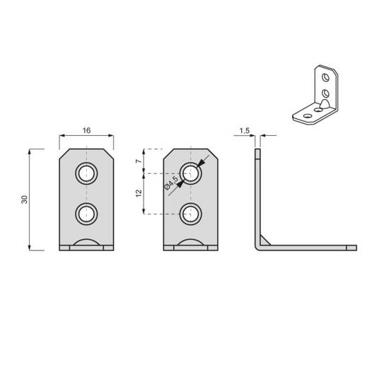 Furniture Angle Bracket - Galvanized Steel