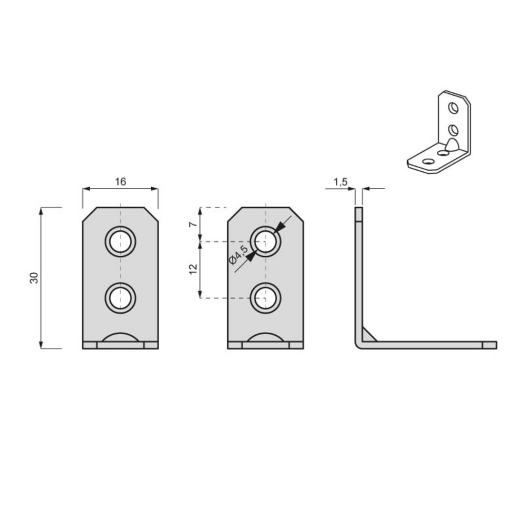 Furniture Angle Bracket - Galvanized Steel