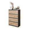 GABRIEL - Chest of 4 Drawers - Bedroom Dresser Storage Cabinet Sideboard - Anthracite / Wotan Oak H92cm W60cm D33cm