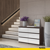 GABRIEL - Chest of 6 Drawers - Bedroom Dresser Storage Cabinet Sideboard - Wenge / White Gloss H71cm W100cm D33cm