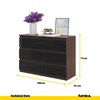 GABRIEL - Chest of 6 Drawers - Bedroom Dresser Storage Cabinet Sideboard - Wenge / Black Gloss H71cm W100cm D33cm