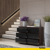 GABRIEL - Chest of 6 Drawers - Bedroom Dresser Storage Cabinet Sideboard - Wenge / Black Gloss H71cm W100cm D33cm
