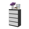 GABRIEL - Chest of 4 Drawers - Bedroom Dresser Storage Cabinet Sideboard - Black Matt / White Matt H92cm W60cm D33cm