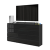 GABRIEL - Chest of 12 Drawers (8+4) - Bedroom Dresser Storage Cabinet Sideboard - Black Matt / Black Gloss H92cm W180cm D33cm