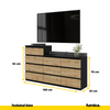 GABRIEL - Chest of 10 Drawers (6+4) - Bedroom Dresser Storage Cabinet Sideboard - Black Matt / Wotan Oak H92/70cm W160cm D33cm