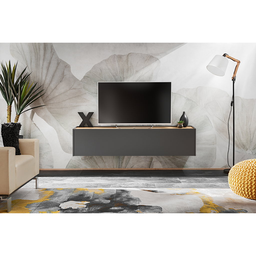 CARLO III - Living Room Furniture Set - Anthracite Grey / Wotan Oak