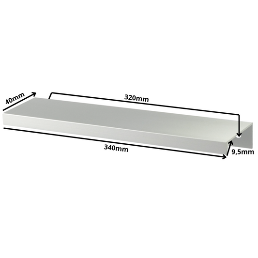 Edge Grip Round Profile Handle 320mm (340mm total length) - Aluminium