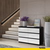 GABRIEL - Chest of 6 Drawers - Bedroom Dresser Storage Cabinet Sideboard - Black Matt / White Gloss H71cm W100cm D33cm