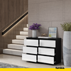 GABRIEL - Chest of 6 Drawers - Bedroom Dresser Storage Cabinet Sideboard - Black Matt / White Gloss H71cm W100cm D33cm