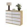 GABRIEL - Chest of 8 Drawers - Bedroom Dresser Storage Cabinet Sideboard - Wotan Oak / White Gloss H92cm W120cm D33cm