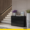 GABRIEL - Chest of 6 Drawers - Bedroom Dresser Storage Cabinet Sideboard - Black Matt / Black Gloss H71cm W100cm D33cm