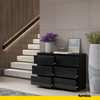 GABRIEL - Chest of 6 Drawers - Bedroom Dresser Storage Cabinet Sideboard - Black Matt / Black Gloss H71cm W100cm D33cm