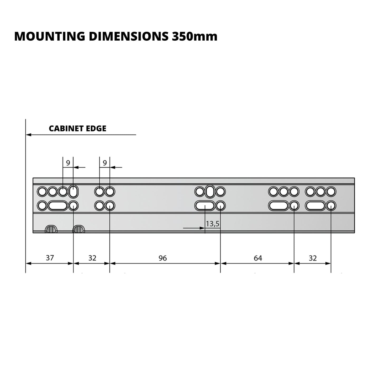 Soft-Close Concealed Undermount Drawer Runners, Full Extension - 350mm