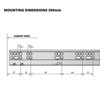 Soft-Close Concealed Undermount Drawer Runners, Full Extension - 350mm