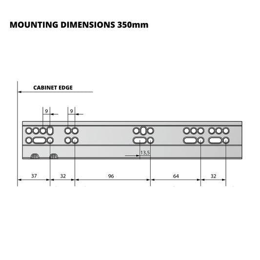 Soft-Close Concealed Undermount Drawer Runners, Full Extension - 350mm
