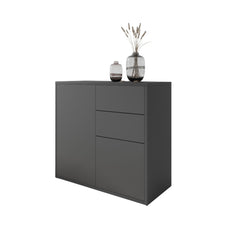 CAMILLE - Push to Open Sideboard with 2 Doors and 2 Drawers - Anthracite H74cm W80cm D36cm