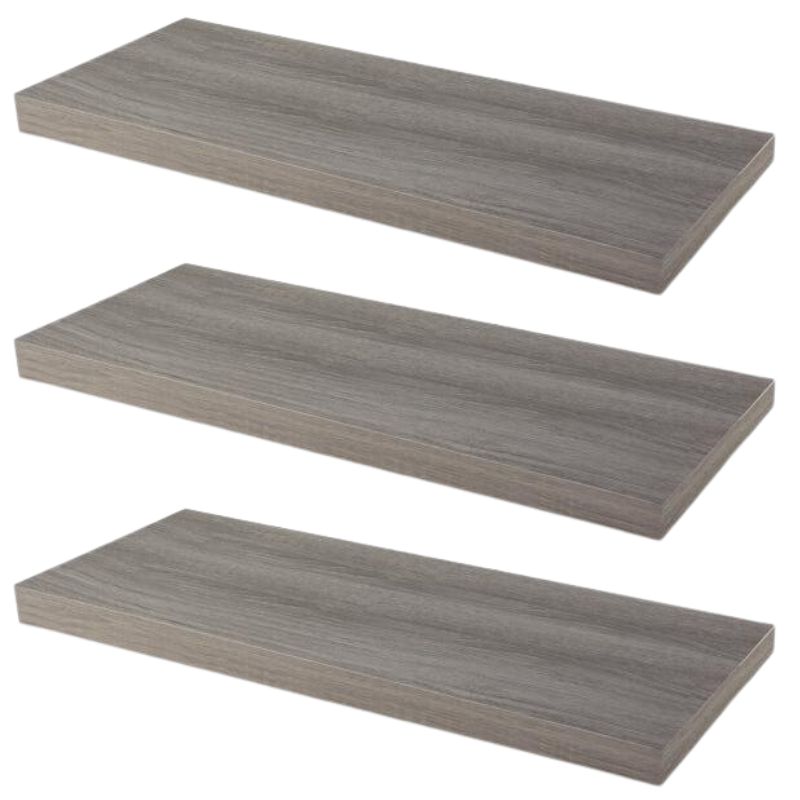 Concealed Floating Shelf - Set of 3 - Grey Oak - 600 mm