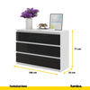 GABRIEL - Chest of 6 Drawers - Bedroom Dresser Storage Cabinet Sideboard - White Matt / Black Gloss H71cm W100cm D33cm