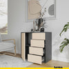 CAMILLE - Push to Open Sideboard with Door and 4 Drawers - Anthracite / Sand Beige H74cm W80cm D36cm