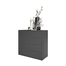 CAMILLE - Push to Open Sideboard with Door and 4 Drawers - Anthracite H74cm W80cm D36cm