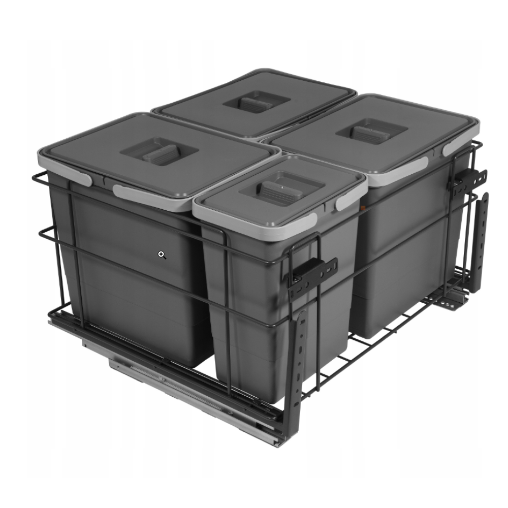 Soft-Close Waste Separation Bin 3x15 l + 1x6 l - 600 mm Cabinet