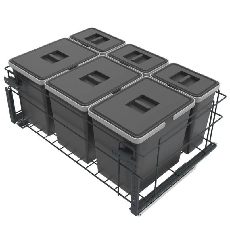 Soft-Close Waste Separation Bin 3x15 l + 3x6 l - 600 mm Cabinet