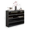 GABRIEL - Chest of 8 Drawers - Bedroom Dresser Storage Cabinet Sideboard - Anthracite / Black Gloss H92cm W120cm D33cm