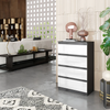 GABRIEL - Chest of 4 Drawers - Bedroom Dresser Storage Cabinet Sideboard - Anthracite / White Gloss H92cm W60cm D33cm