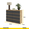 GABRIEL - Chest of 8 Drawers - Bedroom Dresser Storage Cabinet Sideboard - Wotan Oak / Anthracite H92cm W120cm D33cm