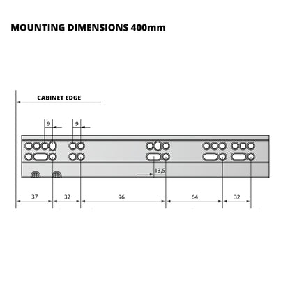 Soft-Close Concealed Undermount Drawer Runners, Full Extension - 400mm