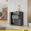 CAMILLE - Push to Open Sideboard with 2 Doors and 2 Drawers - Anthracite H74cm W80cm D36cm