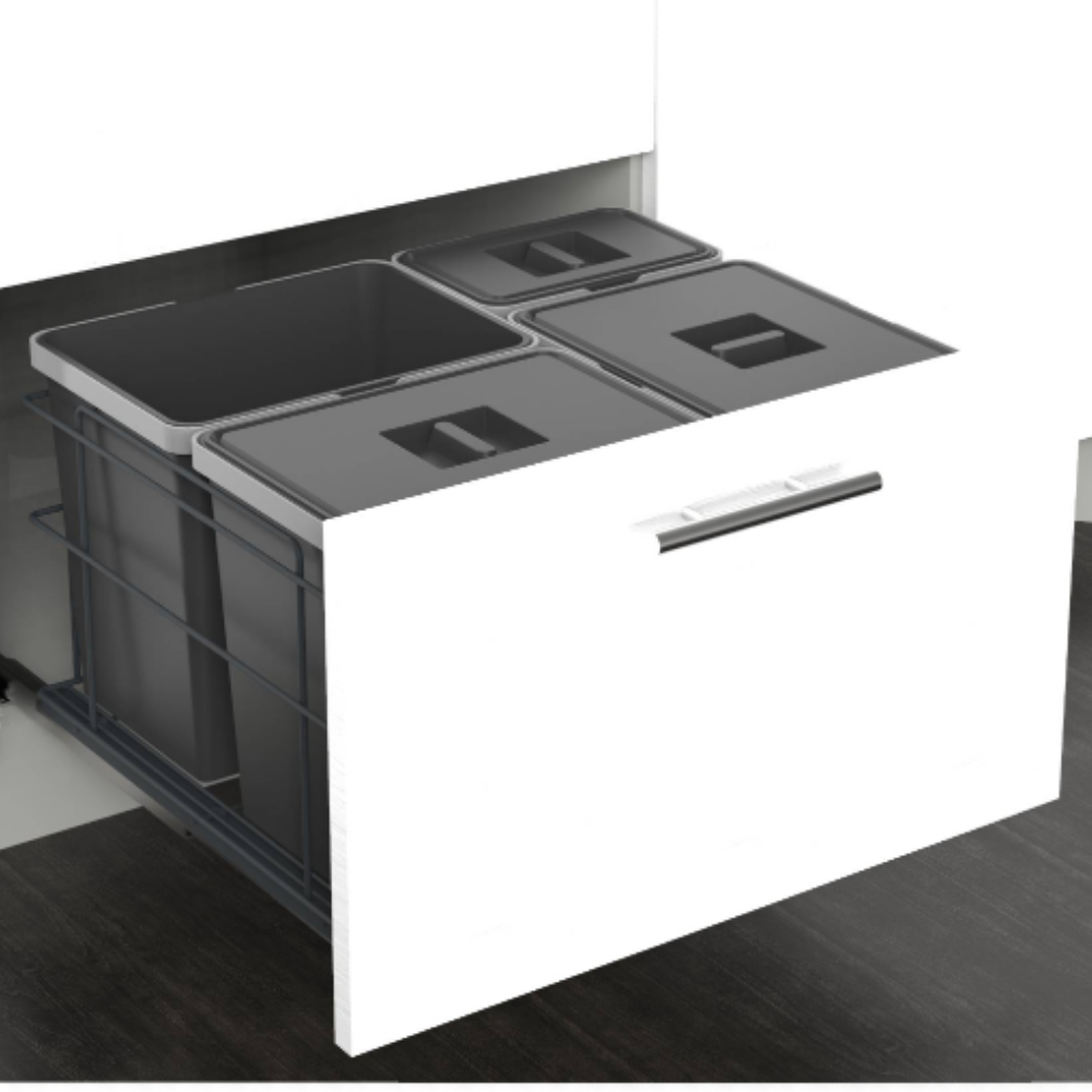 Soft-Close Waste Separation Bin 3x15 l + 1x6 l - 600 mm Cabinet
