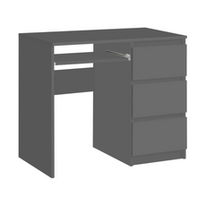 BRUNO - Computer Desk with 3 Drawers and Keyboard Tray H76cm W90cm D50cm Right - Anthracite