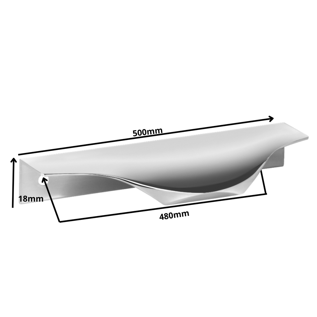 Edge Grip Round Profile Handle 480mm (500mm total length) - Aluminium