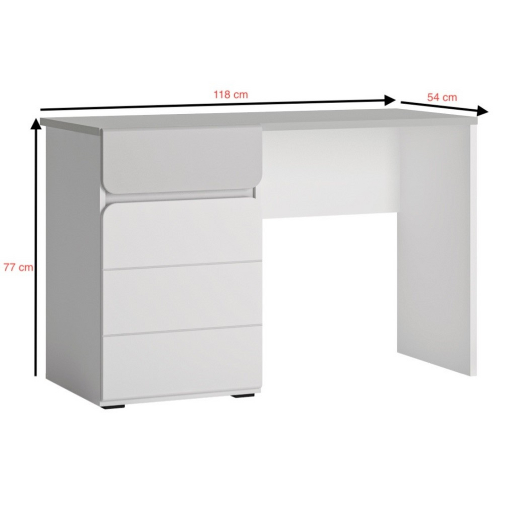 ALBI III - Youth Bedroom Furniture Set - White Matt / Cool Grey Gloss