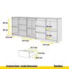 MIKEL - Chest of 6 Drawers and 3 Doors - Bedroom Dresser Storage Cabinet Sideboard - Wotan Oak / White Matt  H75cm W200cm D35cm