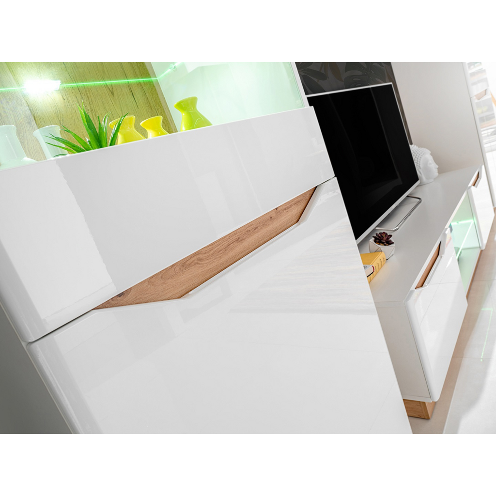 Wall Unit FAME - Living Room Furniture Set - Artisan Oak / White Gloss