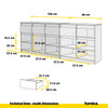 NOAH - Chest of 5 Drawers and 5 Doors - Bedroom Dresser Storage Cabinet Sideboard - White Matt / Wotan Oak  H75cm W200cm D35cm