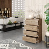 GABRIEL - Chest of 4 Drawers - Bedroom Dresser Storage Cabinet Sideboard - Wotan Oak H92cm W60cm D33cm