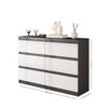 GABRIEL - Chest of 6 Drawers - Bedroom Dresser Storage Cabinet Sideboard - Anthracite / White Matt H71cm W100cm D33cm