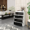 GABRIEL - Chest of 4 Drawers - Bedroom Dresser Storage Cabinet Sideboard - White Matt / Black Gloss H92cm W60cm D33cm