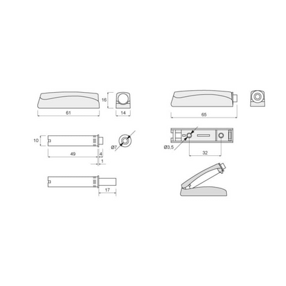 Furniture Bumper - Anthracite with Magnetic End (Short)