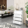 GABRIEL - Chest of 4 Drawers - Bedroom Dresser Storage Cabinet Sideboard - White Matt / White Gloss H92cm W60cm D33cm