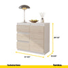 MIKEL - Chest of 3 Drawers and 1 Door - Bedroom Dresser Storage Cabinet Sideboard - Concrete / Sonoma Oak H75cm W80cm D35cm